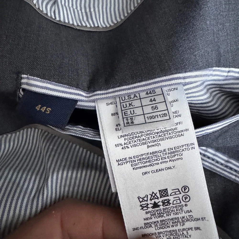 Brooks Brothers Blazer Mens 44S Gray Solid Explorer Madison Fit 2-Button Wool‎